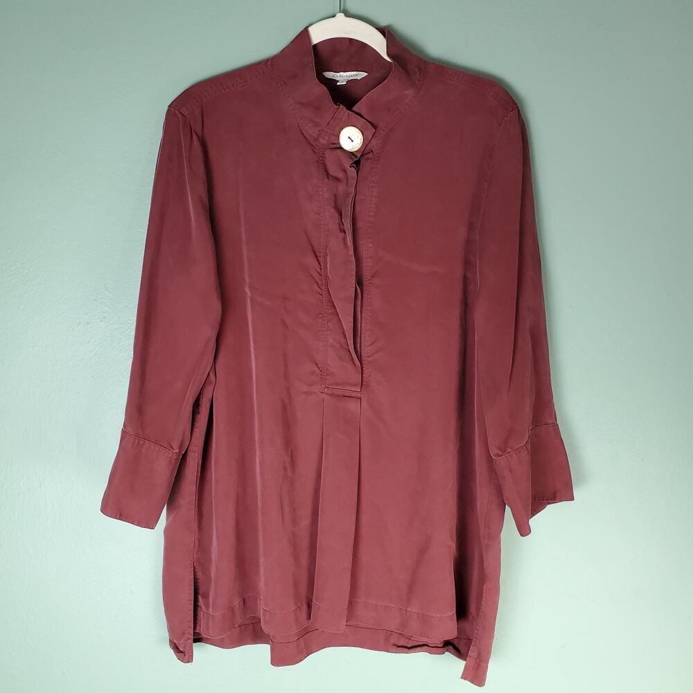 John Mark Womens Burgundy Oversized Tunic Top Lyocell Size Large